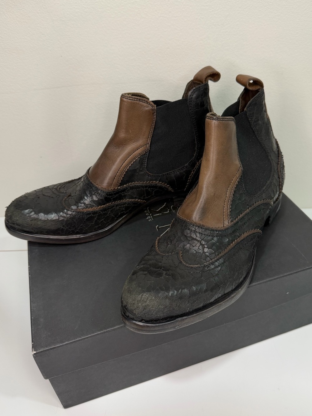 I.N.K. Made in Italy Leather Chelsea Wingtip Boots EU 37 US 6.5